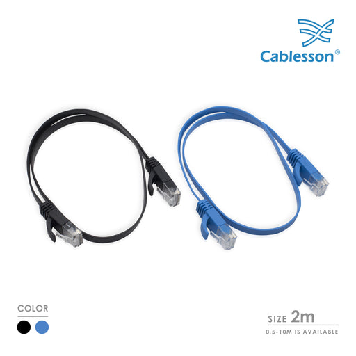 Cablesson 2m Cat6 Ethernet LAN cable RJ45 Connector 2 Pack (Black/Blue) - hdmicouk