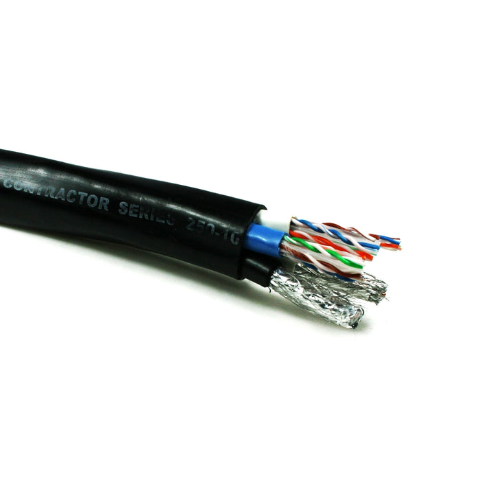 VDC Contractor Series Multimedia Hybrid Cable (2 x Cat 6 U/UTP, 1 x Cat 5E U/UTP and 2 quad shielded RG6), Black 250-100-212 - 125m - hdmicouk