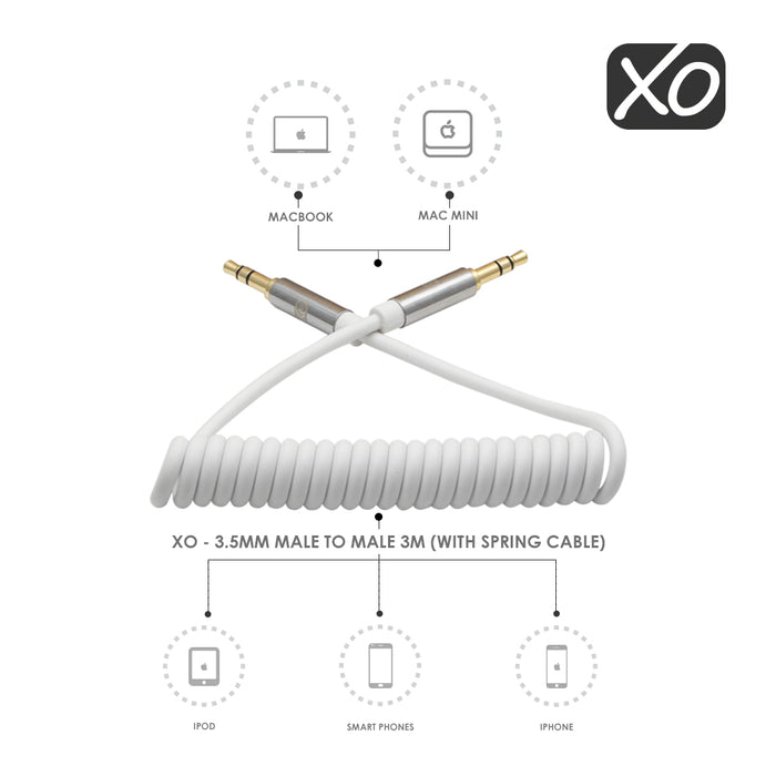 XO - 3.5mm Male to Male 3M (with spring cable) - White
