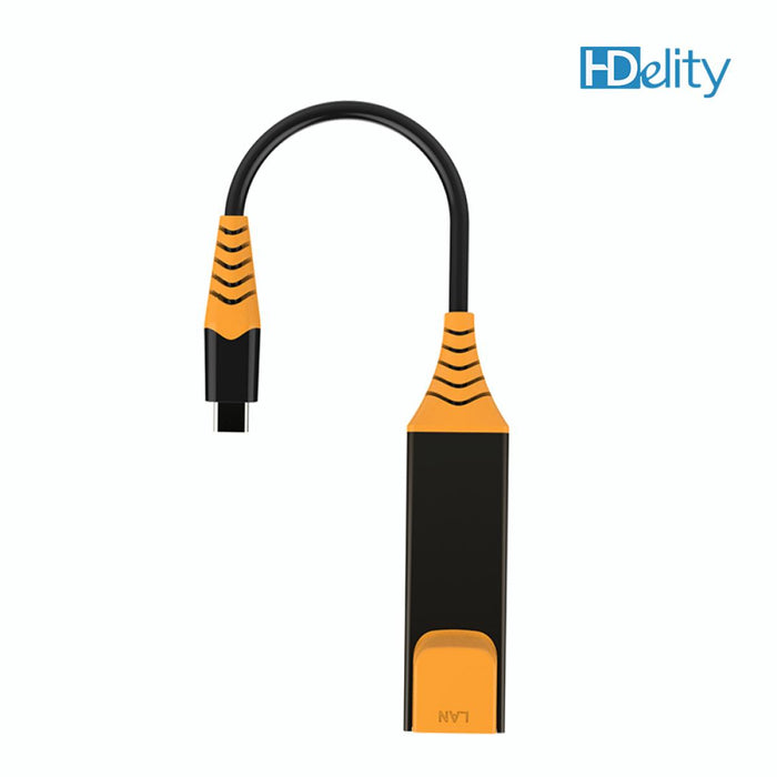 Cablesson USB Type C to RJ45 Adapter - Male to Female - Orange/Black