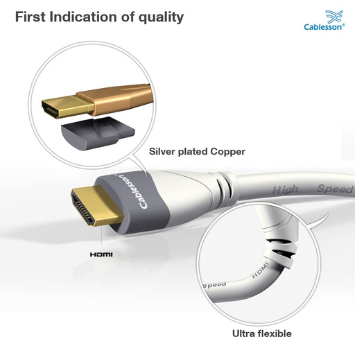 Cablesson Mackuna 1.5m High Speed HDMI Cable - White - hdmicouk
