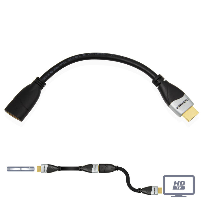 Cablesson Ivuna 0.2m High Speed HDMI Extension Cable - Black - hdmicouk