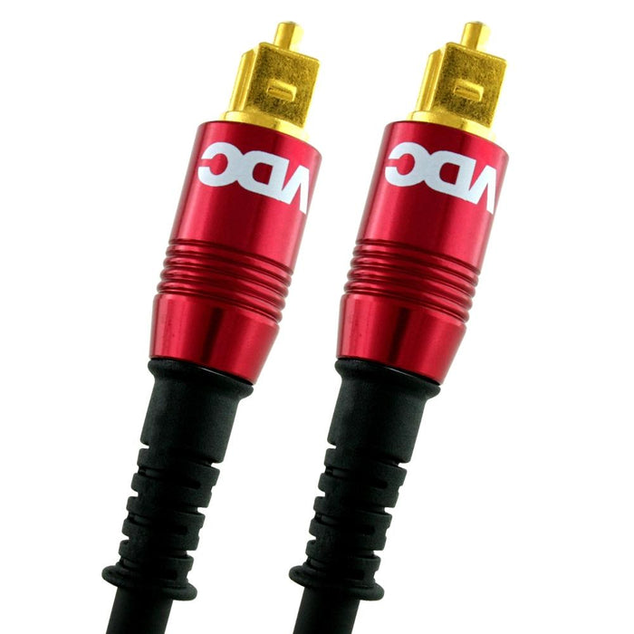 VDC 7m Optical TOSLINK Digital Audio SPDIF Cable Red 24k Gold Casing. Compatible with PS4/PS3, Xbox One, Wii, Sky Q, Sky HD, HD TVs, DVD, Blu-Rays, AV Amp. - hdmicouk