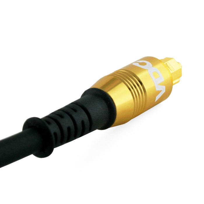 VDC 10m Optical TOSLINK Digital Audio SPDIF Cable Yellow 24k Gold Casing. Compatible with PS4/PS3, Xbox One, Wii, Sky Q, Sky HD, HD TVs, DVD, Blu-Rays, AV Amp. - hdmicouk