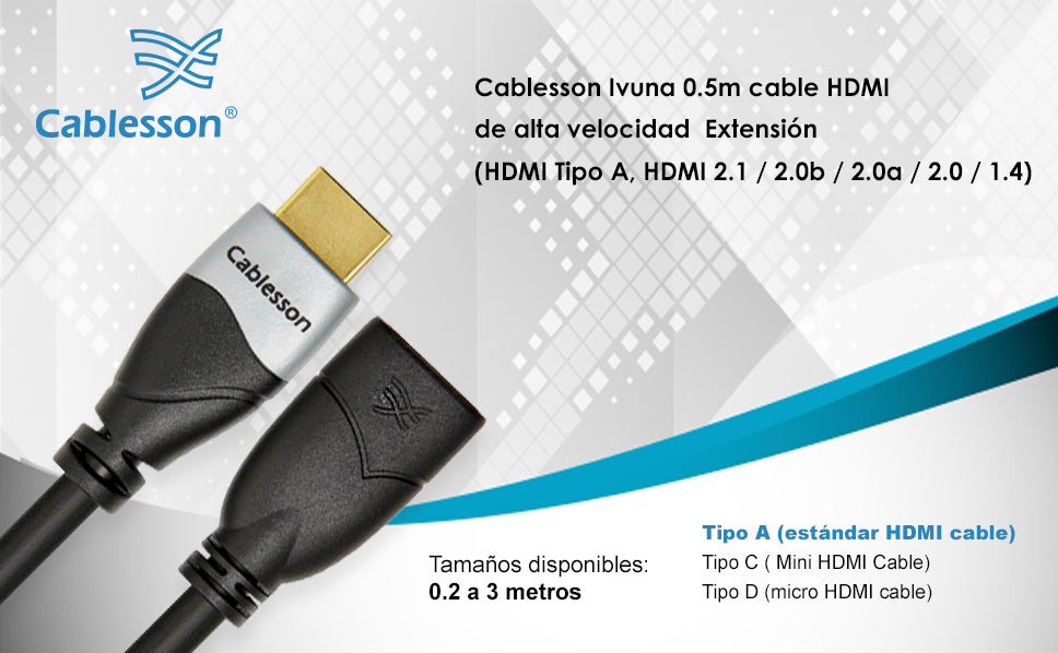 Cablesson Ivuna 0.5m High Speed HDMI Extension Cable - Black - hdmicouk