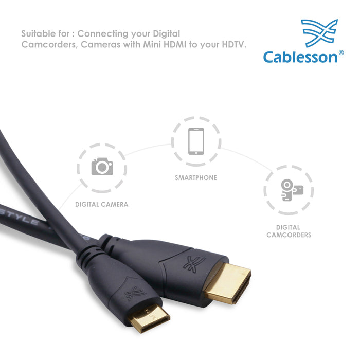 Cablesson Basic High Speed Mini HDMI to HDMI Cable 1m-5m - Male to Male