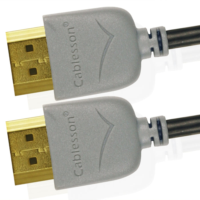 Cablesson Ivuna Slim Flex 3m High Speed HDMI Cable (HDMI Type A, HDMI 2.1/2.0b/2.0a/2.0/1.4) - 4K, 3D, UHD, ARC, Full HD, Ultra HD, 2160p, HDR - **Ultra Slim Design** - Grey - hdmicouk
