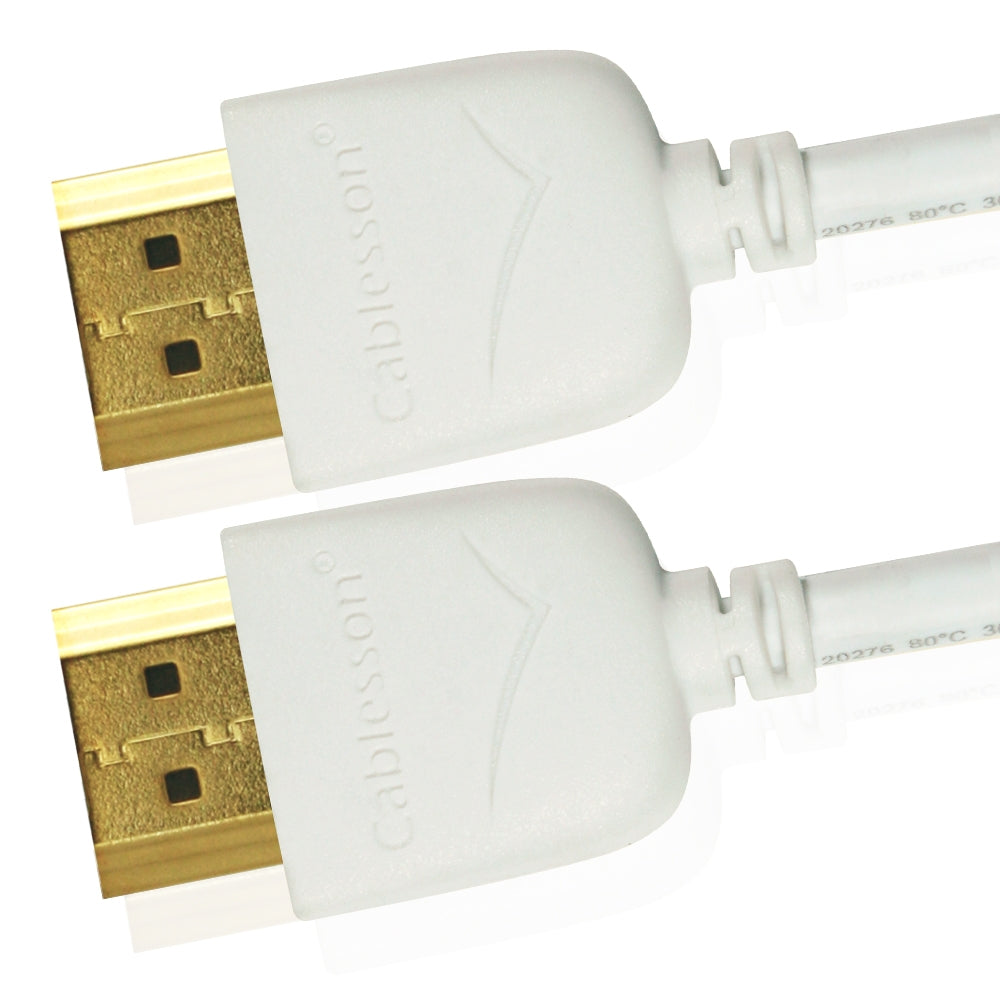 Cablesson Mackuna Slim Flex 0.5m High Speed HDMI Cable (HDMI Type A, HDMI 2.1/2.0b/2.0a/2.0/1.4) - 4K, 3D, UHD, ARC, Full HD, Ultra HD, 2160p, HDR - **Ultra Slim Design** -White - hdmicouk