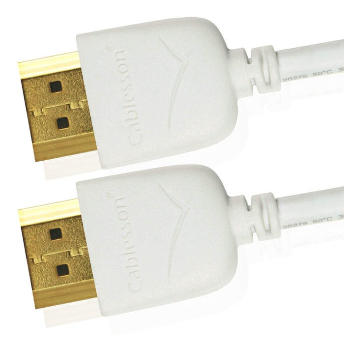 Cablesson Mackuna Slim Flex 1m High Speed HDMI Cable (HDMI Type A, HDMI 2.1/2.0b/2.0a/2.0/1.4) - 4K, 3D, UHD, ARC, Full HD, Ultra HD, 2160p, HDR - **Ultra Slim Design** - white - hdmicouk