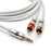 XO 1m 3.5mm Jack to 2 x Phone Plugs - Aux Audio Lead Cable - White - hdmicouk