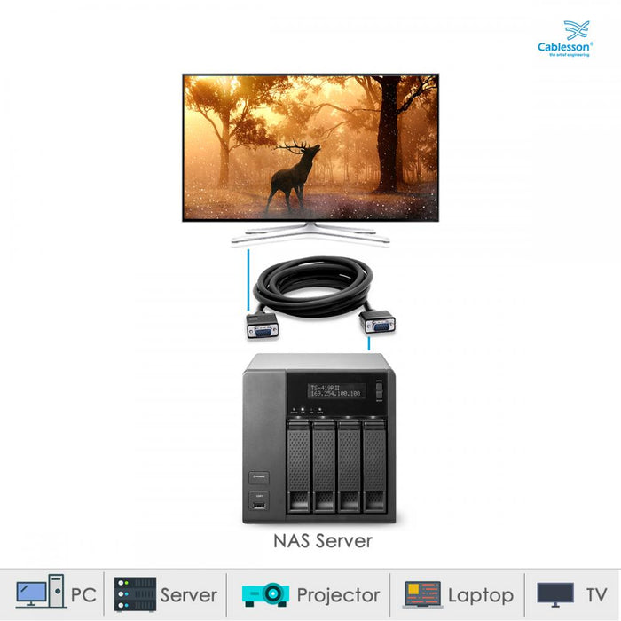 Cablesson 3m VGA to VGA cable - Black - hdmicouk