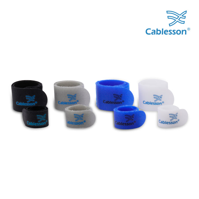 Cablesson Hook and Loop Nylon Velcro Cable Ties Slim Pack of 30 - White - hdmicouk