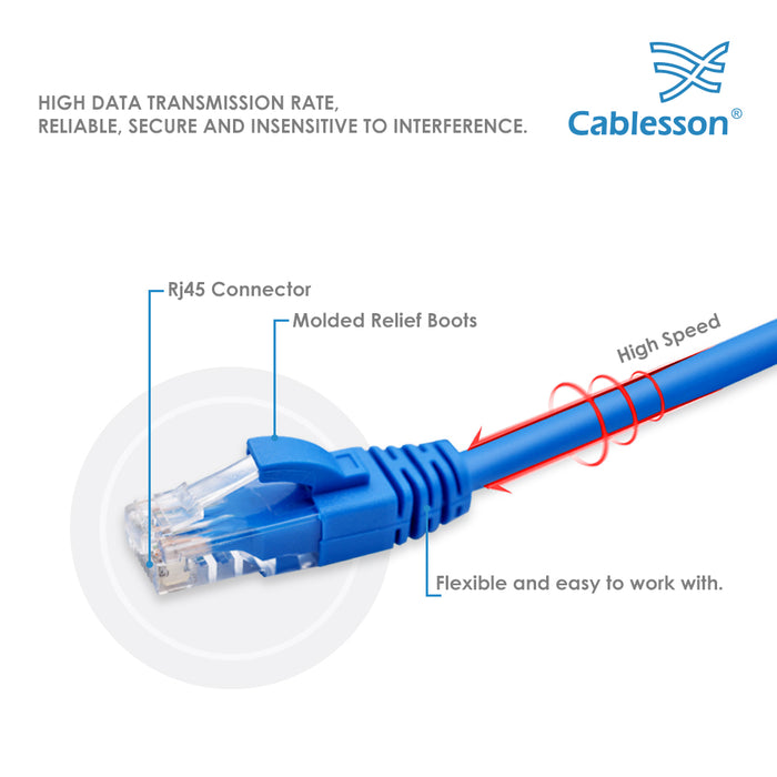 Cablesson 50m Cat6 Ethernet LAN cable RJ45 Connector Blue - hdmicouk