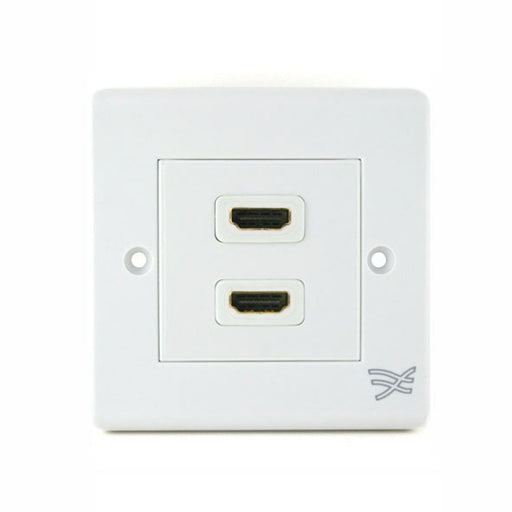 Cablesson HDMI Wall-Face Plate Dual Connector - 100/100 / White Standard Size Face Plate / Supports all HDMI versions up to 1.4a with high speed Ethernet / SKY HD, Blu-ray, 3DTV, 1080p / 24k Gold Plated Connector. - hdmicouk