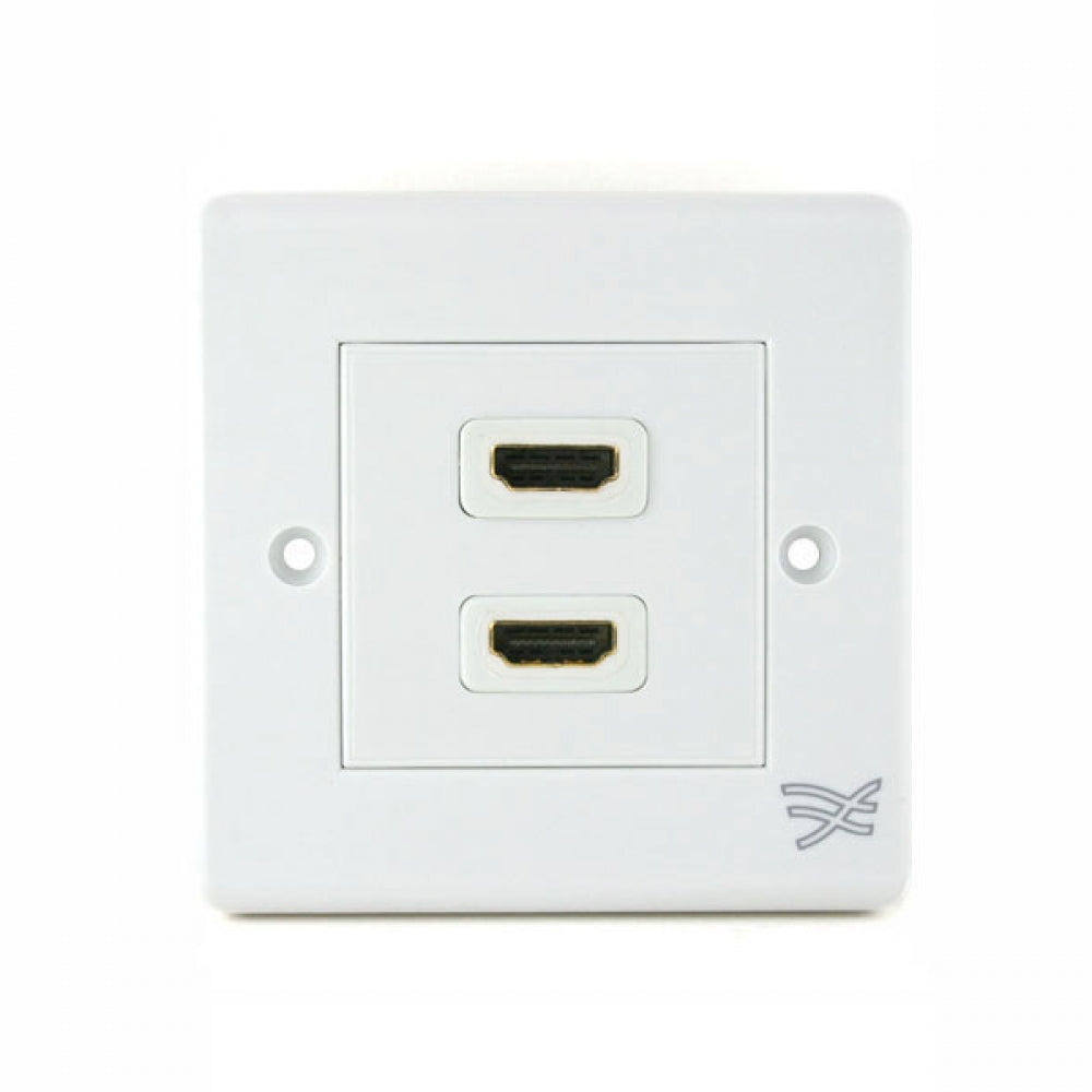 Cablesson HDMI Wall-Face Plate Dual Connector - S/A / White Standard Size Face Plate / Supports all HDMI versions up to 1.4a / 2.0 with high speed Ethernet / SKY HD, Blu-ray, 3DTV, 1080p / 24k Gold Plated Connector - hdmicouk