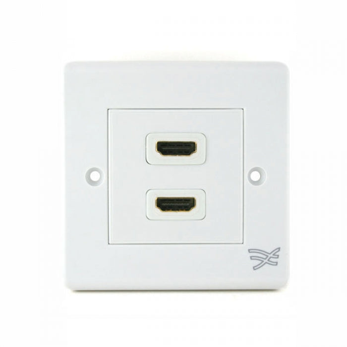 Cablesson HDMI Wall-Face Plate Dual Connector - S/A / White Standard Size Face Plate / Supports all HDMI versions up to 1.4a / 2.0 with high speed Ethernet / SKY HD, Blu-ray, 3DTV, 1080p / 24k Gold Plated Connector - hdmicouk