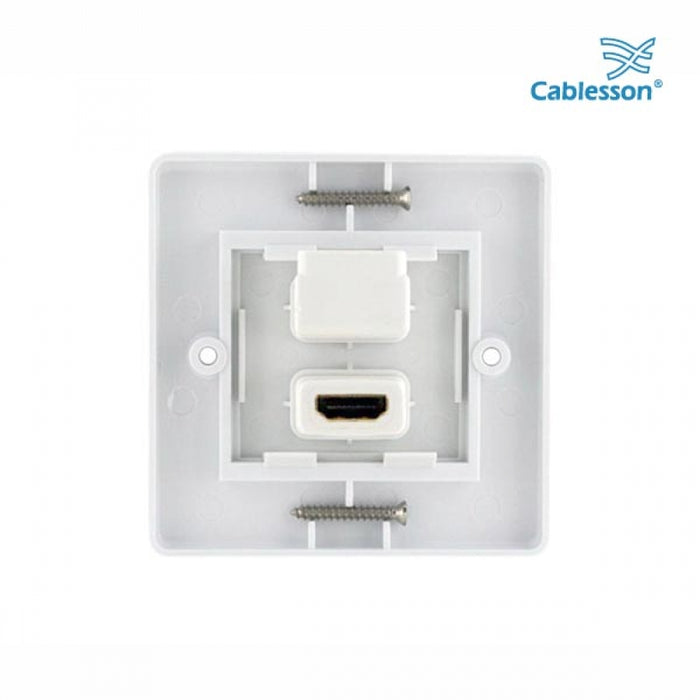 Cablesson HDMI Wall-Face Plate Dual Connector - S/A / White Standard Size Face Plate / Supports all HDMI versions up to 1.4a / 2.0 with high speed Ethernet / SKY HD, Blu-ray, 3DTV, 1080p / 24k Gold Plated Connector - hdmicouk