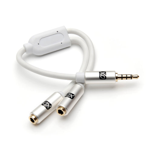 XO - 3.5mm to 2 x 3.5mm Y White Cable - Headphone Mic Audio Y splitter for headsets with separate headphone / microphone plugs - Stereo 3.5mm male to twin 3.5mm female mono adapter to share music - hdmicouk