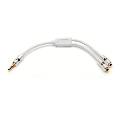 XO - 3.5mm to 2 x 3.5mm Y White Cable - Headphone Mic Audio Y splitter for headsets with separate headphone / microphone plugs - Stereo 3.5mm male to twin 3.5mm female mono adapter to share music - hdmicouk