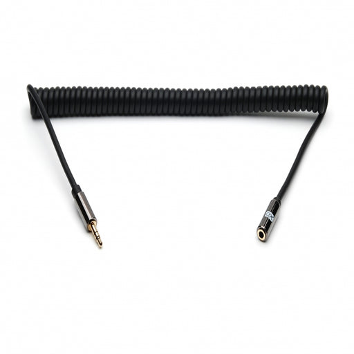 XO 3.5mm Coiled Stereo Audio Cable Black, 2m - Audio extension cable Male to Female for Apple iPhone, iPod, iPad, Samsung, Smartphones & Tablets, MP3 Players, Speakers, PCs, Headphones, car stereo - hdmicouk
