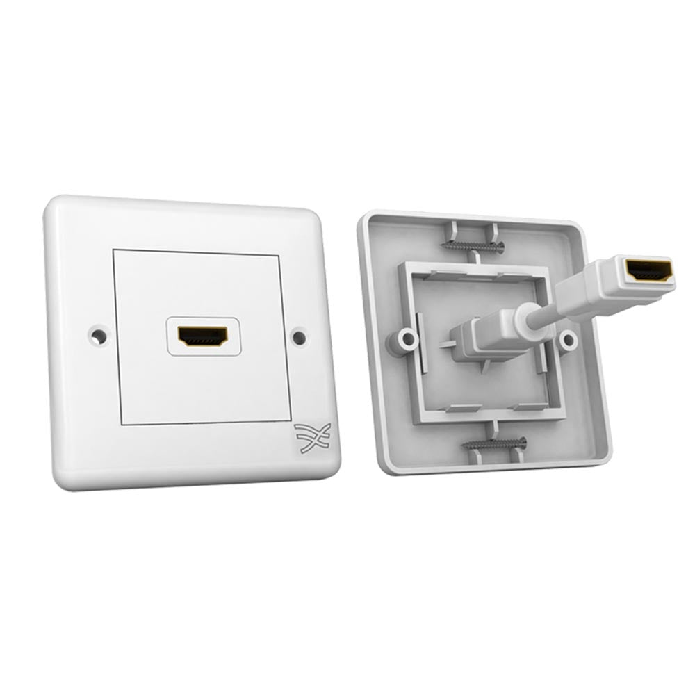Cablesson HDMI Wall-Face Plate Dual Connector - 100/A / White Standard Size Face Plate / Supports all HDMI versions up to 1.4a with High Speed Ethernet / SKY HD, Blu-ray, 3DTV, 1080p / 24k Gold Plated Connector. - hdmicouk
