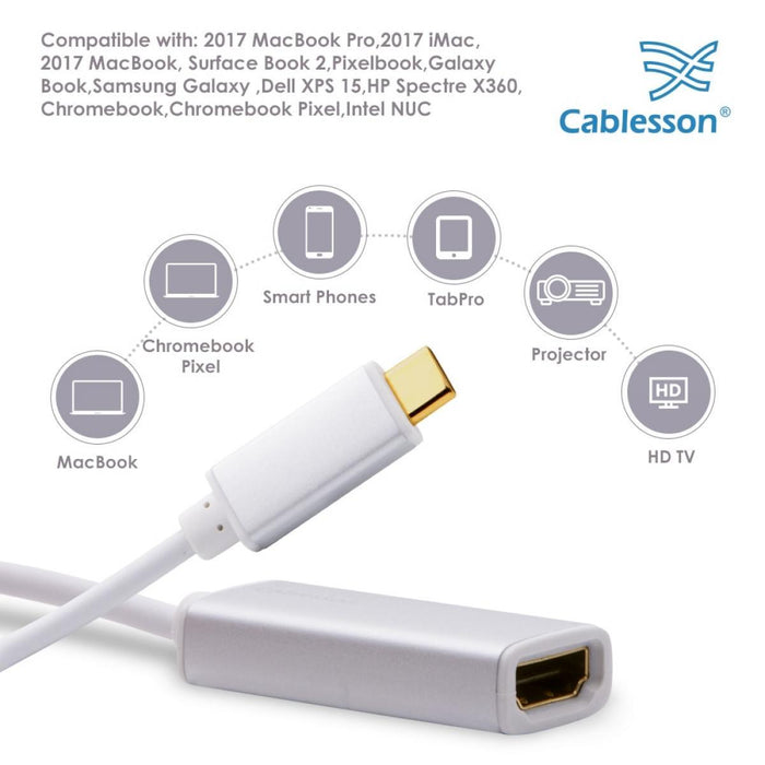 Cablesson USB Type C to HDMI Adapter 0.23m - Male to Female - 4K@30Hz