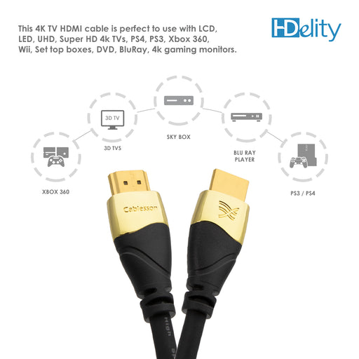Cablesson Ivuna Advanced HDMI 2.0 Cable | Male to Male | 1m-5m - Black