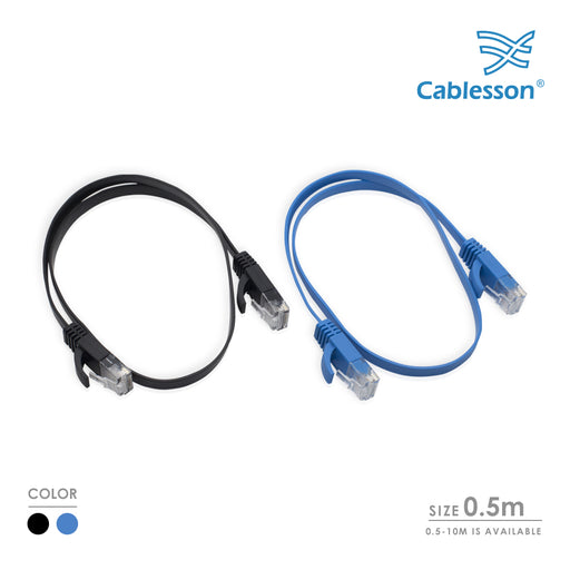 Cablesson 0.5m Cat6 Ethernet LAN cable 2 Pack (Black/Blue) - hdmicouk