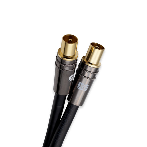 XO - Male to Male Shielded TV/AV Aerial Coaxial Cable with Gold Plated Connector -Black - hdmicouk