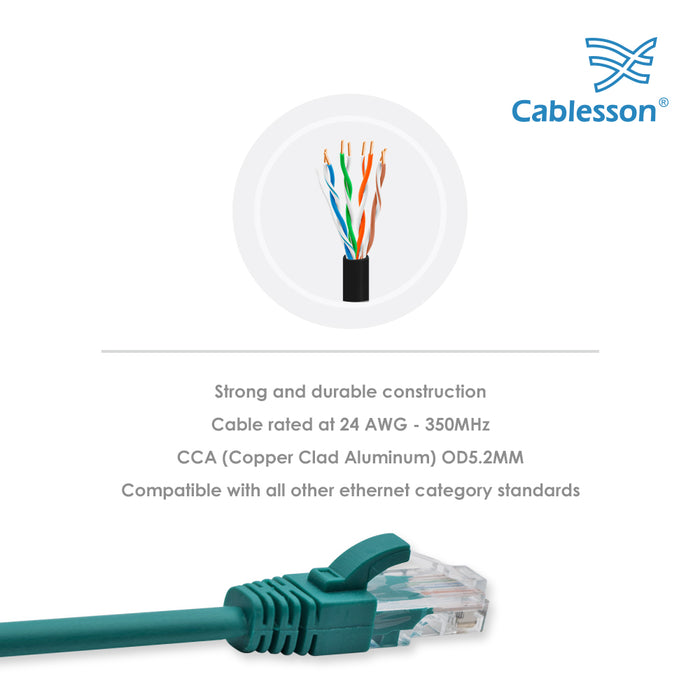 Cablesson 3m Cat5 Ethernet LAN cable 5 Pack with Cable Ties - hdmicouk