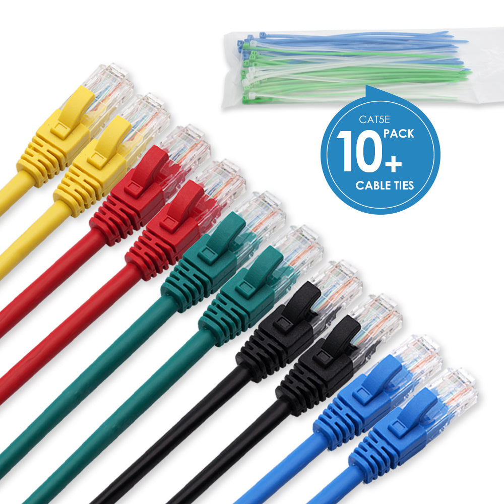 Cablesson 0.5m Cat5e Ethernet Cable 10 Pack With Cable Ties - hdmicouk