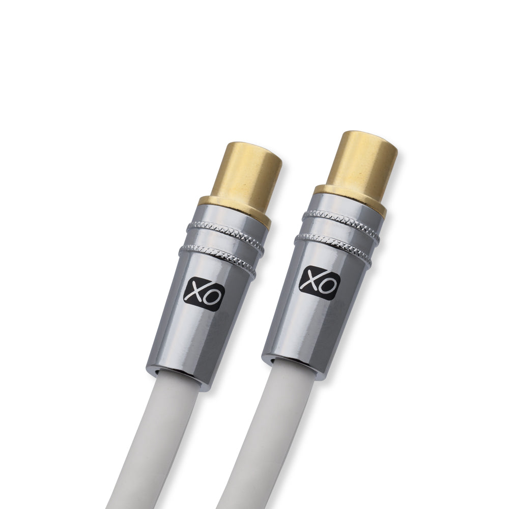 XO - 10m Male to Male Shielded TV/AV Aerial Coaxial Cable with Gold Plated Connector and Metal Plug - White - hdmicouk