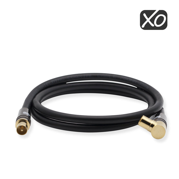 XO - 1 M Coax (Male) to Coax (Male) Right Angle Cable - Black
