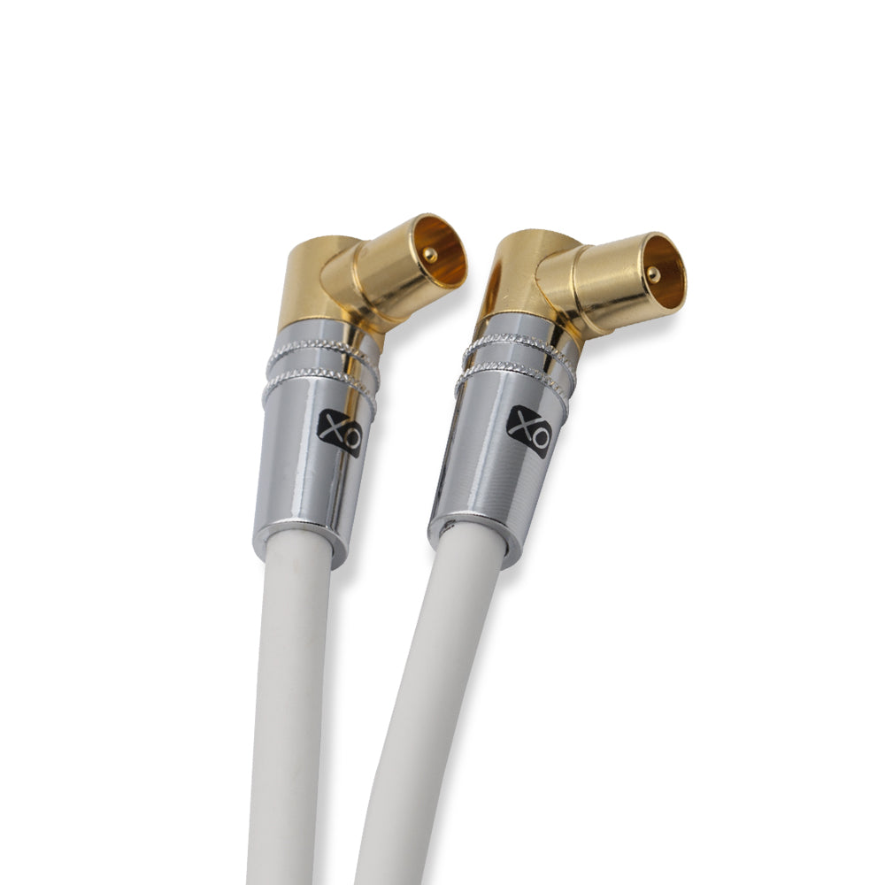 XO - Male to Male Shielded TV/AV Gold Plated Aerial Coaxial Cable - White - hdmicouk