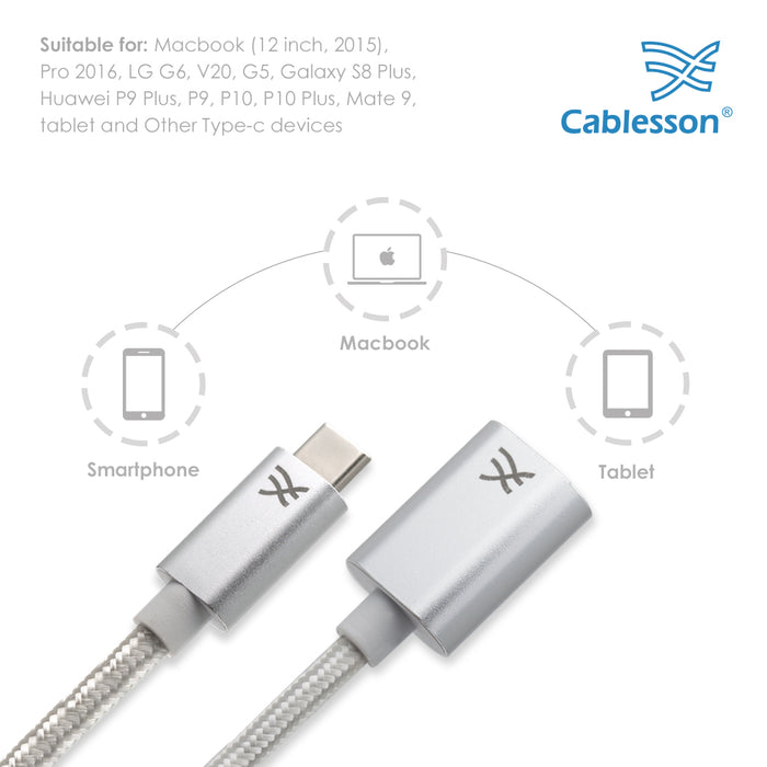 Cablesson Maestro USB C to USB 3.0 A Female Extension Cable 2m - hdmicouk
