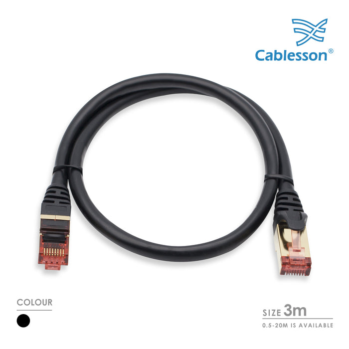 Cablesson 3m Ethernet Cable Cat7 LAN Cable With RJ45 - Black - hdmicouk