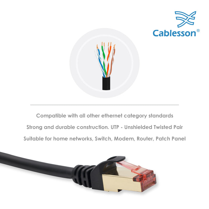 Cablesson 10m Ethernet Cable Cat7 LAN Cable With RJ45 - Black - hdmicouk