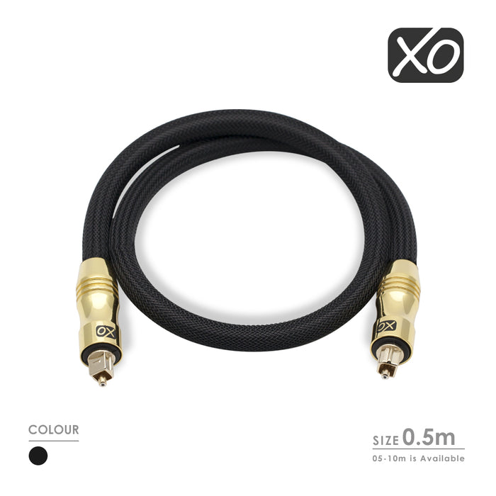 XO 0.5m Optical TOSLINK Digital Audio SPDIF Cable - Black - hdmicouk