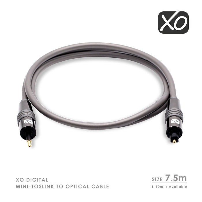 XO 7.5m Mini TOSLINK to Optical Digital S/PDIF Audio Cable Lead AV - hdmicouk