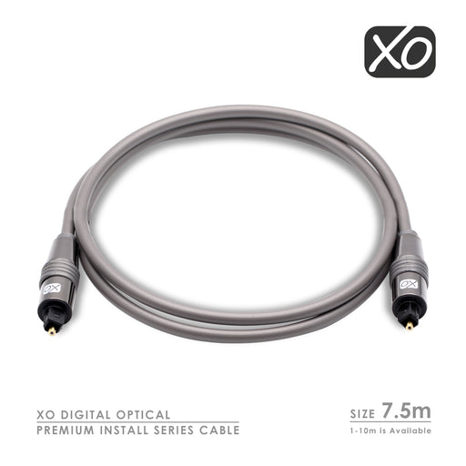 XO Premium Install 7.5m Optical TOSLINK Digital Audio SPDIF Cable - Black. Compatible with PS4/PS3, Xbox One, Wii, Sky Q, Sky HD, HD TVs, DVD, Blu-Rays, AV Amp. - hdmicouk