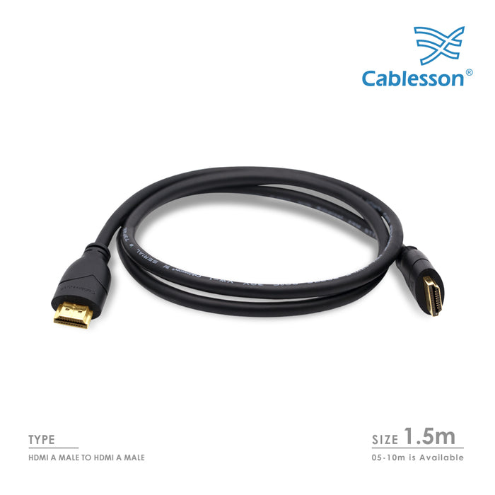 Cablesson Basic 1.5m High Speed HDMI Cable (HDMI Type A, HDMI 2.1/2.0b/2.0a/2.0/1.4) - 4K, 3D, UHD, ARC, Full HD, Ultra HD, 2160p, HDR - for PS4, Xbox One, Wii, Sky Q. For LCD, LED, UHD, 4k TVs - Black - hdmicouk