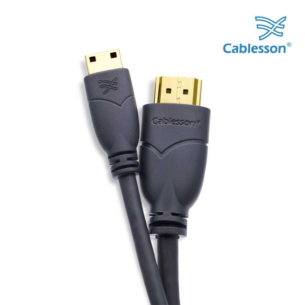 Cablesson Basic High Speed 1.5M (1.5 Meter) Mini HDMI to HDMI Cable with Ethernet (Latest 1.4a / 2.0 version) Gold Plated 3D Full HD 1080p 4k2k - use with Panasonic, Sony, JVC, Nikon, FujiFilm Camera and Camcorder Ideal For Connecting HD Devices using th - hdmicouk