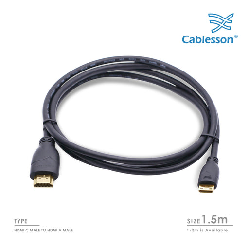 Cablesson Basic High Speed 1.5M (1.5 Meter) Mini HDMI to HDMI Cable with Ethernet (Latest 1.4a / 2.0 version) Gold Plated 3D Full HD 1080p 4k2k - use with Panasonic, Sony, JVC, Nikon, FujiFilm Camera and Camcorder Ideal For Connecting HD Devices using th - hdmicouk