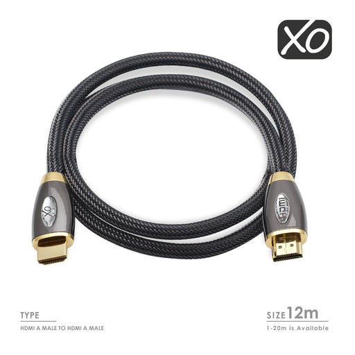 XO Platinum PRO GOLD 12m High Speed HDMI Cable - Black - hdmicouk