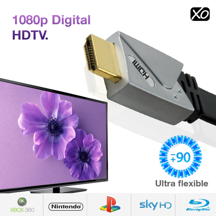XO 2m High Speed Flat Metal HDMI Cable - hdmicouk