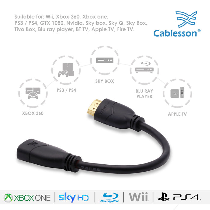 Cablesson Basic 0.2m High Speed HDMI Extension Cable - Black - hdmicouk