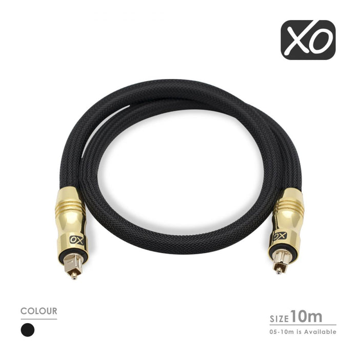 XO 10m Optical TOSLINK Digital Audio SPDIF Cable - Black - hdmicouk