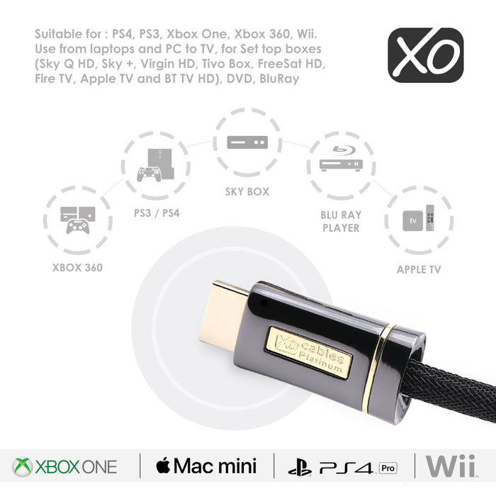 XO Platinum 10m High-Speed HDMI Cable - Black - hdmicouk