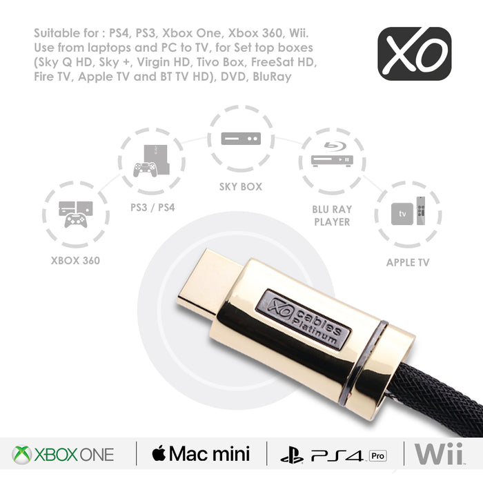 XO Platinum 1m High Speed 4k HDMI Cable Gold - hdmicouk