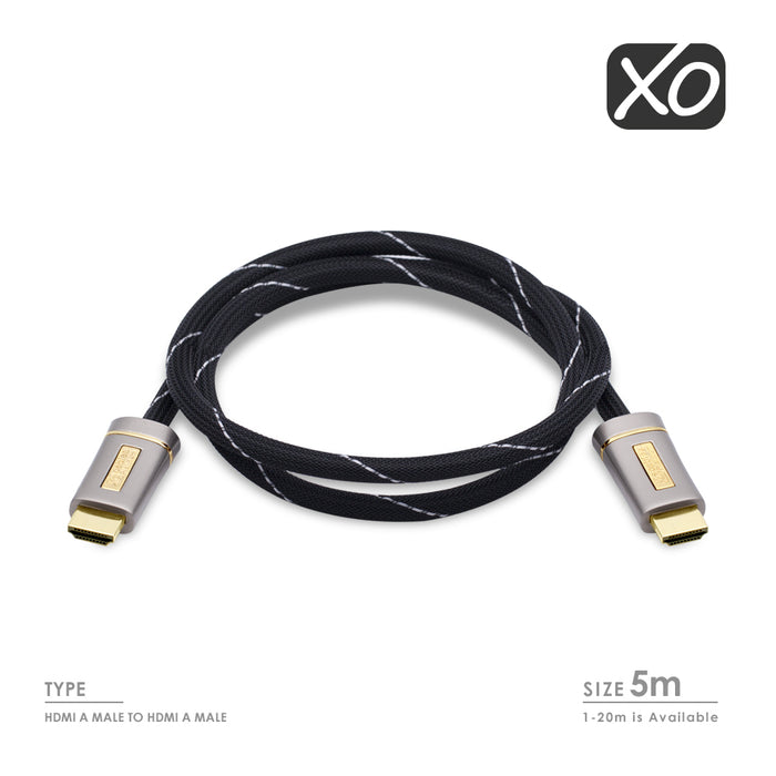 XO Platinum 5m HDMI TO HDMI Cable - Silver - hdmicouk